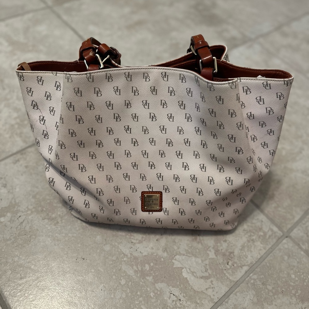 Dooney & Bourke Monogrammed Cream and Brown Tote